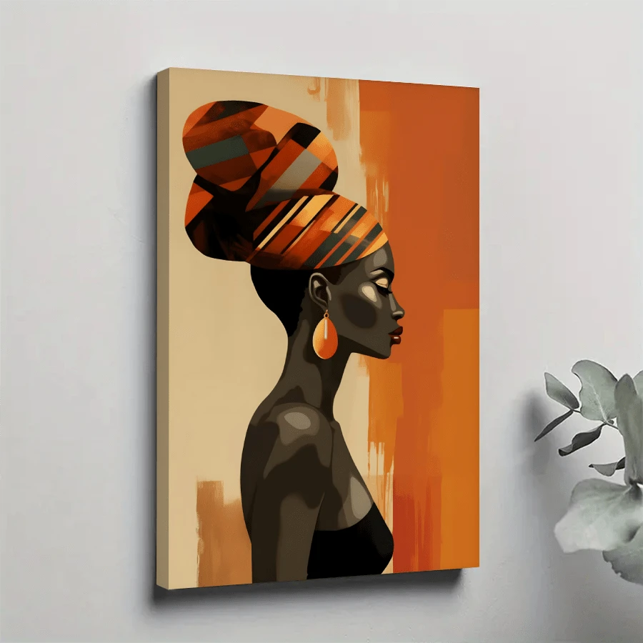 1pc Framed Canvas Poster, African American Women Black Vogue Girl Wall Art Canvas Paintings, Ideal Gift For Bedroom Living Room Corridor, Wall Art, Room Decoration