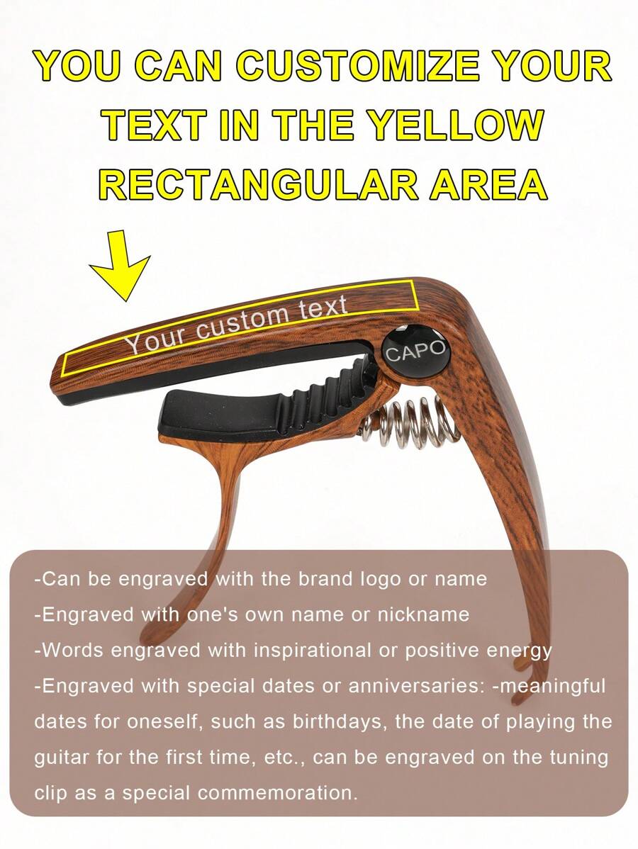 Capo per chitarra folk in lega di zinco personalizzato con plettro inciso e messaggio personalizzato, regalo di compleanno, regalo della Festa del Papà per chitarrista, San Valentino, decorazione di San Valentino