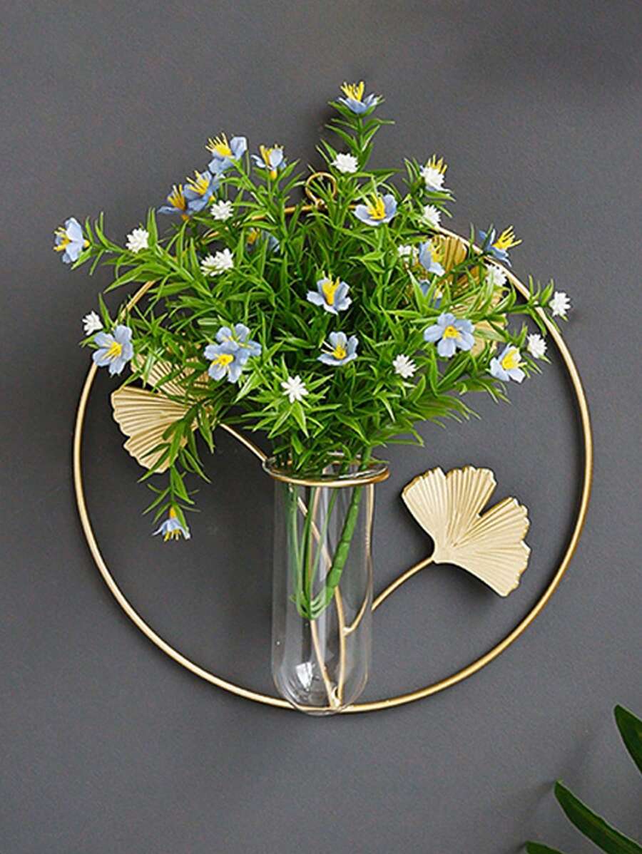 1pc Iron Wall Hanging Hydroponic Flower Vase, Home Decor Craft, Dry Flower Vase Wholesale Gifts Birthday Graduation