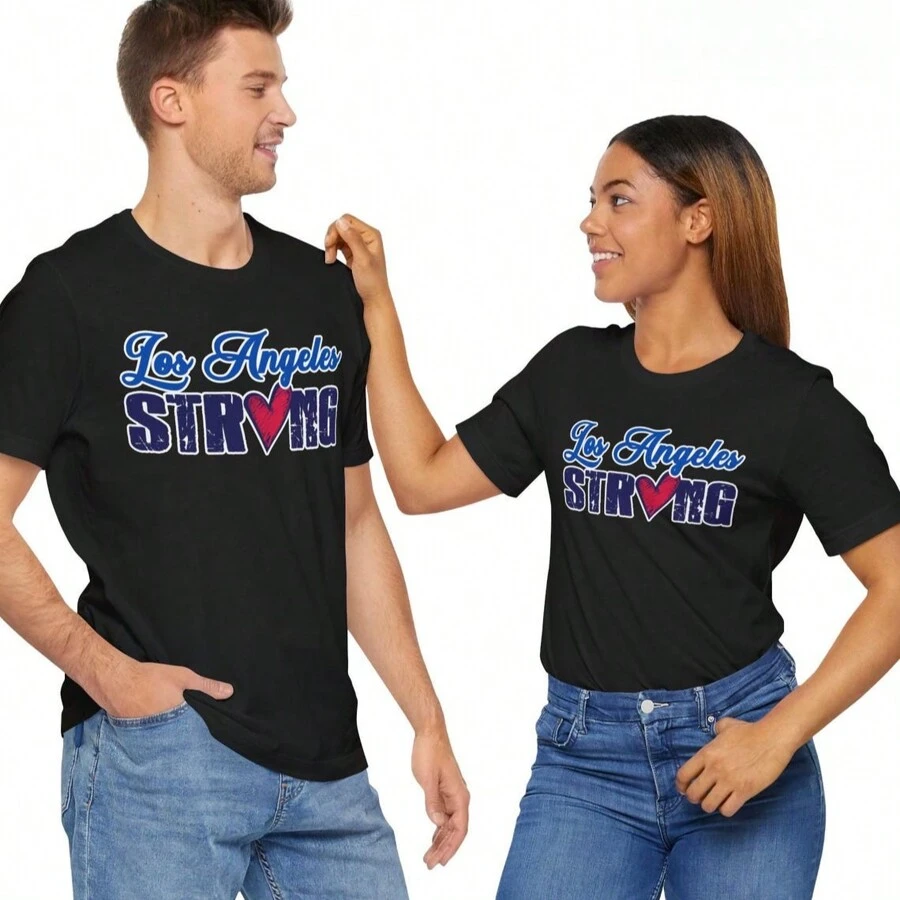 LA Strong T Shirt, Los Angeles, Unisex T Shirt, Trending T Shirt, Cool T Shirt, Los Angeles, Graphic Tee, Unique, Art T-Shirt, Oversized Short Sleeve Classic Heavy Cotton T Shirt Printed Graphic Tee Women's Casual Short-Sleeved Top
