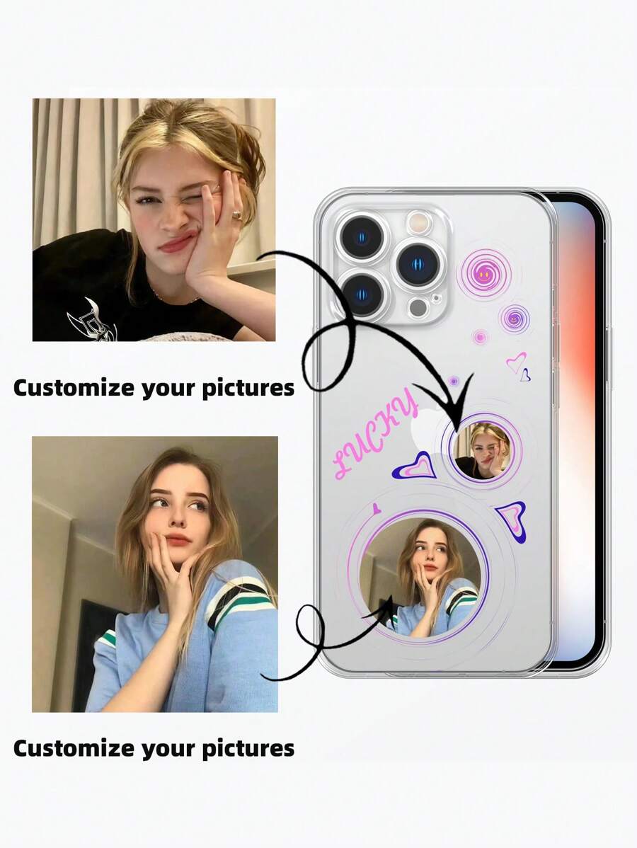 1 pieza Funda de teléfono personalizada con dibujo lineal en inglés, patrón personal, y protección de amortiguación de aire y lente de gran tamaño compatible con Apple 16 15 14 13 12 11 Pro Max