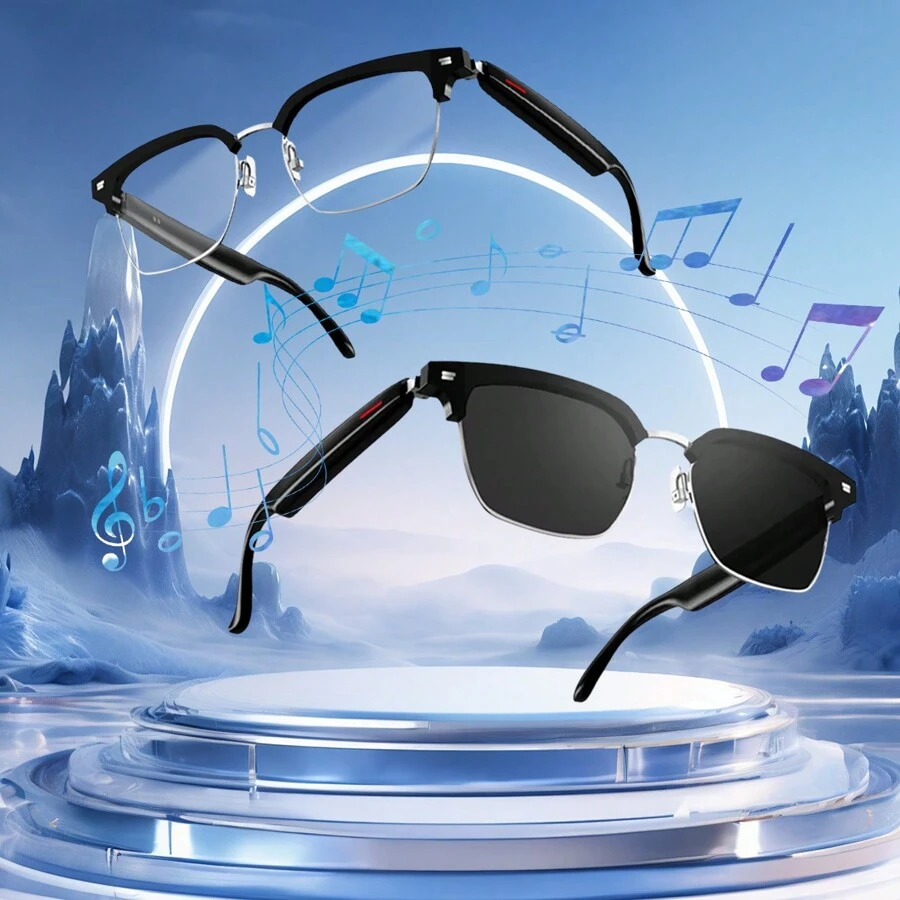 SIMSONLAB Gafas inteligentes de moda, audio inalámbrico con altavoces HD, control por voz para asistente virtual, emparejamiento fácil con un solo botón, patas con función espejo, control remoto para fotografía, sonido estéreo, sensación cómoda de uso, gafas de sol unisex, gafas inteligentes con micrófono, gafas de sol deportivas perfectas para conducir, pescar y excursiones de verano, productos electrónicos de gafas Bluetooth, exquisito regalo de fin de año