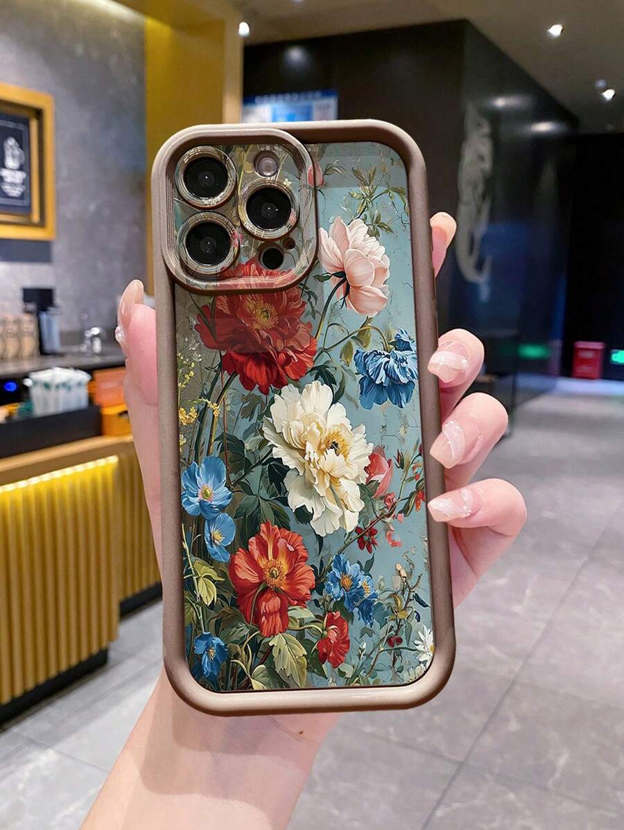1 pieza Funda de teléfono a prueba de golpes con flor grande compatible con Iphone/Galaxy/Infinix/Redmi/OPPO/VIVO/Realme/MOTO/Itel/Tecno