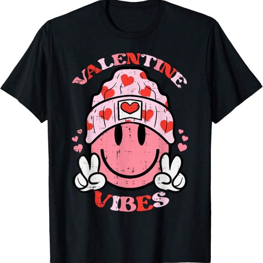 Valentine Vibes Valentines Day Retro Men Women Kids Boys T-Shirt