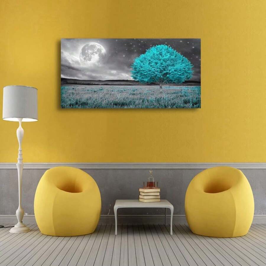 Tree Of Life Wall Art Canvas Prints Nature Landscape Paintings Home Decor Green Forest Paintings For Living Room Bathroom Bedroom Kitchen Office Decor 16 X 24 In