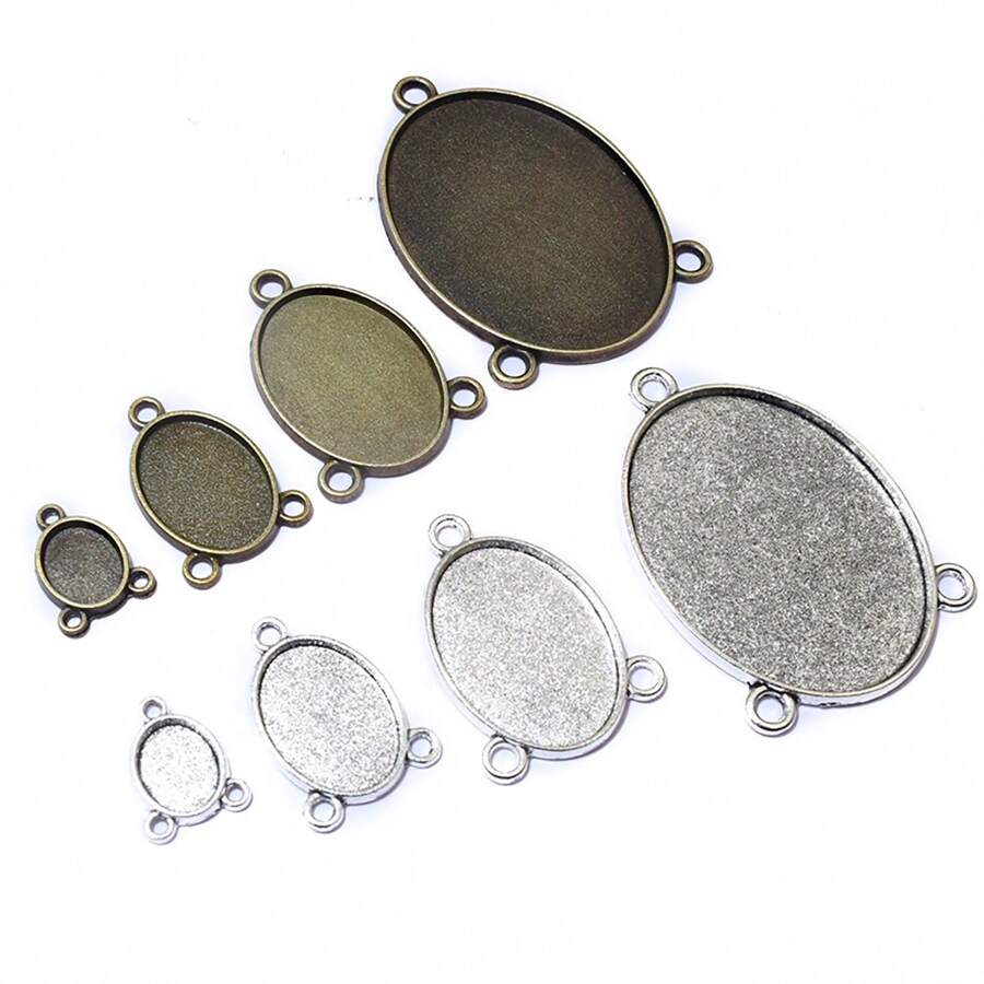 5-40 pièces Paramètres de cabochons pendentifs ovales à 3 boucles base vierge pour la fabrication de bijoux Collier Bracelet Accessoires de fabrication de bijoux