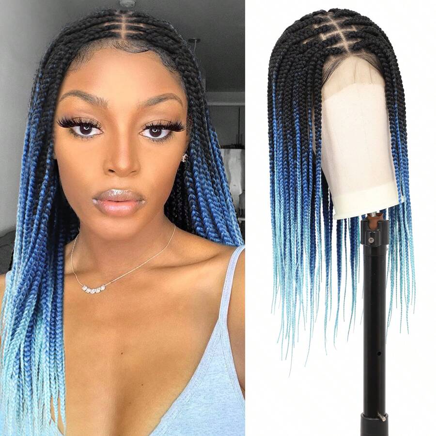 Full Lace Box Braided Wigs For Women 24 Inches Knotless Cornrow Braids Lace Frontal Wig Synthetic Braided Wig Daily Used