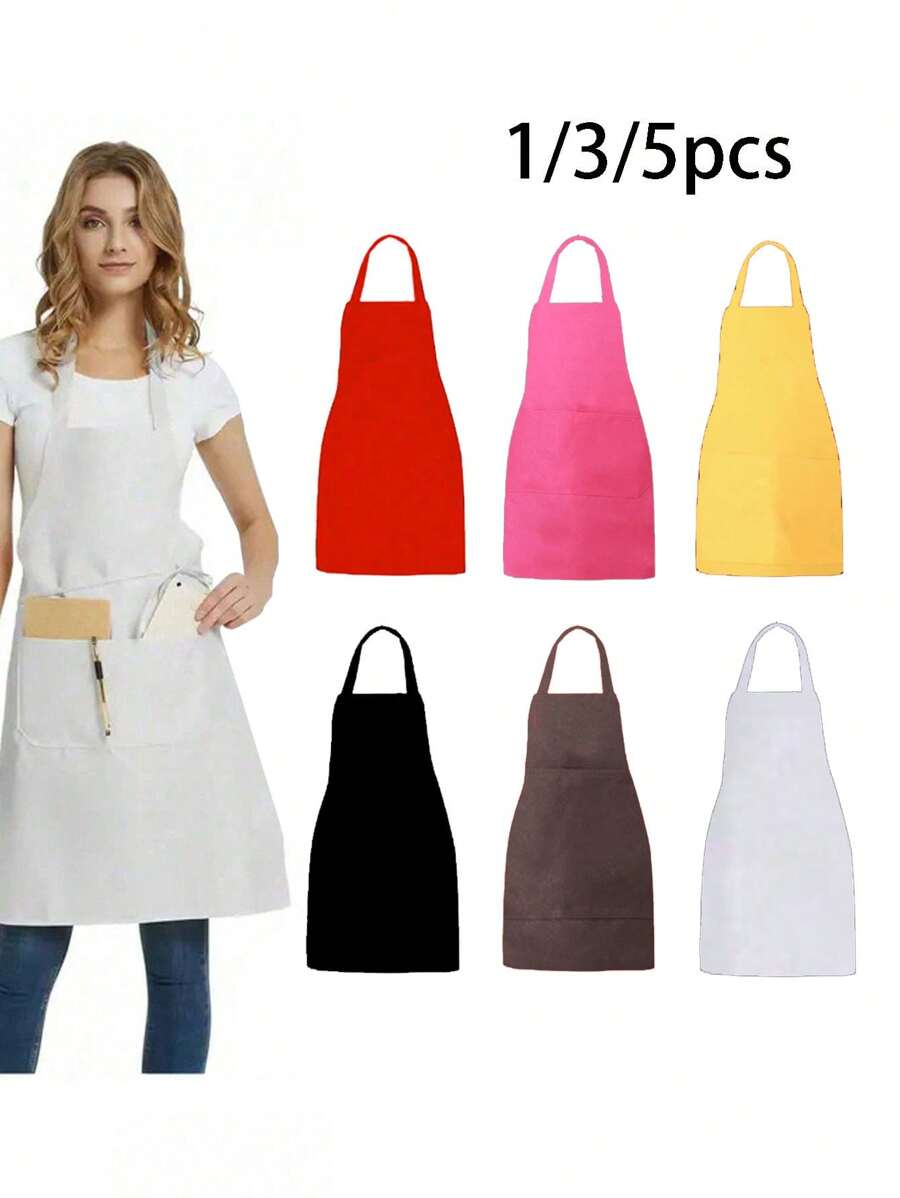 1Pc Oil-Proof With Pockets Kitchen Apron, Simple Style Black Apron With Pockets, Dirt-Resistant Waist Apron And Waist-Length For Cooking, Catering Men And Women Kitchen Supplies Fashionable Kitchen Workwear, Kitchen Supplies, Bathroom, Home, Household, Supplies