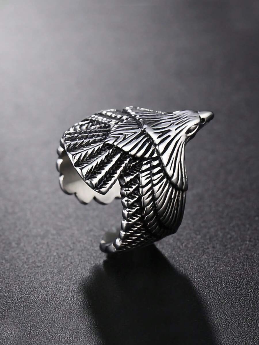 1pc Retro Eagle Shaped Ring, Accessory Gift For Men, Versatile For Daily Wear, Spring Fashion