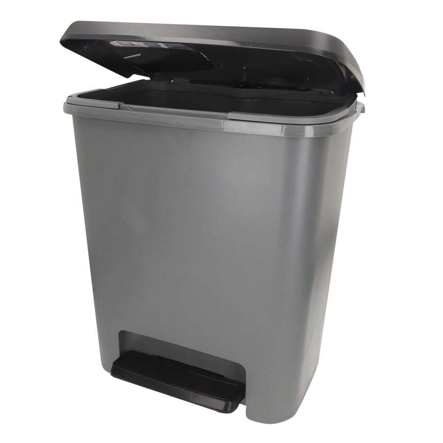 Curver Cubo de basura Compatta 25L gris, diseño compacto y ancho, ideal para cocinas o baños pequeños, soporte para bolsas, base extraíble, pedal removible para apertura higiénica, medidas 38x28x43 cm ✅ Entrega 24/48h a España (península)