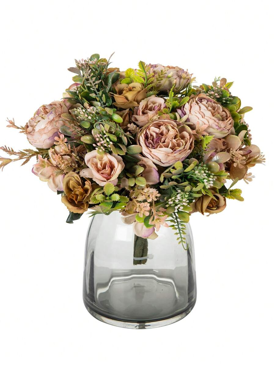 1pc/3pcs Romantic Silk Peony& Hydrangea Bouquet Artificial Flowers Centerpieces,Plastic Flowers Handheld Flower Arrangement For Wedding/Home/Bedroom/Living Room/Table Decoration/Bride's Bouquet/Mother's Day