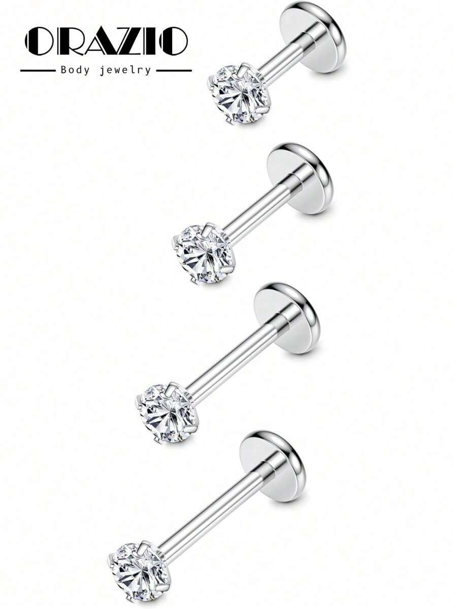 ORAZIO 1 pieza Piercing de acero inoxidable de 18G para la nariz, anillos y pendientes para el labio, aretes