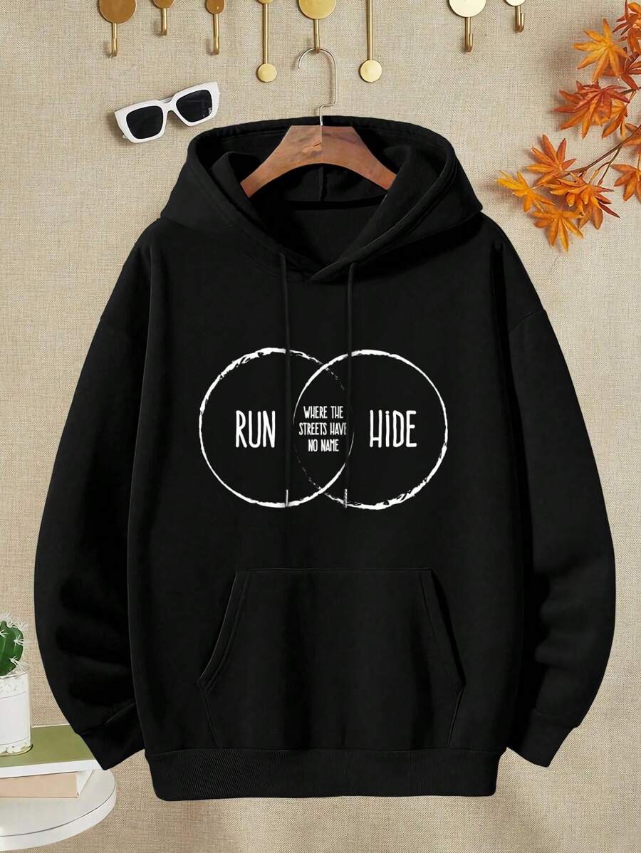 Women's Run Hide Venn Diagram Jacket Funny Graphic Tee Casual Sweatshirt Activewear