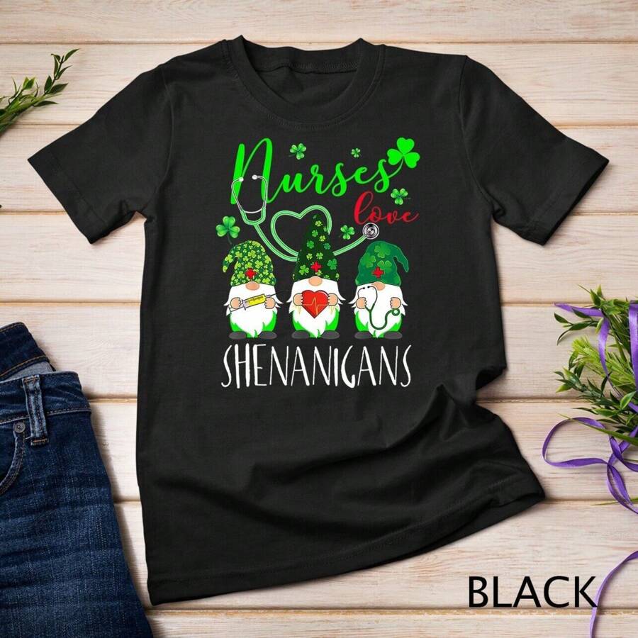 Nurses Love Shenanigans Shirt St Patricks Day Irish Gnome T-Shirt Unisex T-Shirt