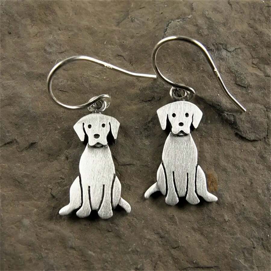 1 Pair Vintage Bohemian Style Labrador Dog Pendant Earrings, Suitable For Women Daily Wear And Gift, All Season Accessories