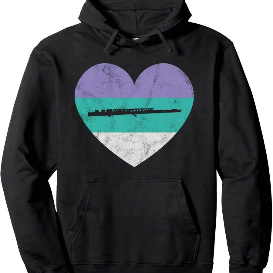 Flute Gift For Women Teens & Girls Retro Vintage Pullover Hoodie