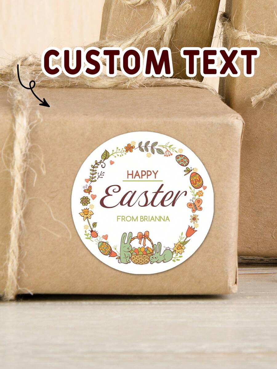 15/35/70pcs Customized Easter Circular Gift Stickers - Personalized Customize Text Easter Gift Stickers, Suitable For Gift Packaging, Easter Party Decoration, Easter Egg Decoration, Envelope Sealing, Etc