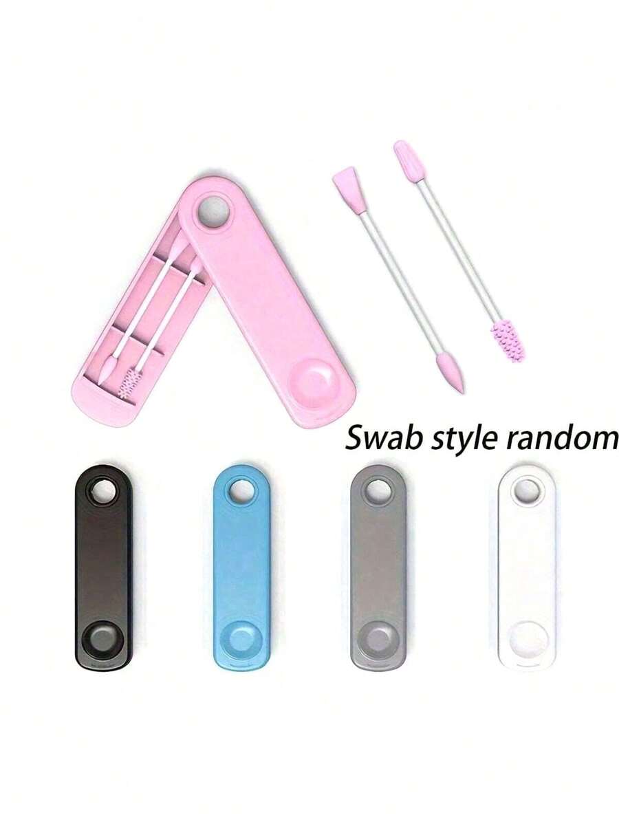 Tragbare Silikon-Reinigungsstäbchen (zufällige Auswahl): wiederverwendbar, waschbar mit doppelköpfigem Design für Make-up-Entfernung & tägliche Reinigung - geruchlos, Doppelspitzen-Make-up-Reinigungsstäbchen aus Silikon, wiederverwendbar, weiches Stäbchen-Ohrreiniger multifunktional für Hautpflege und Ohrreinigung