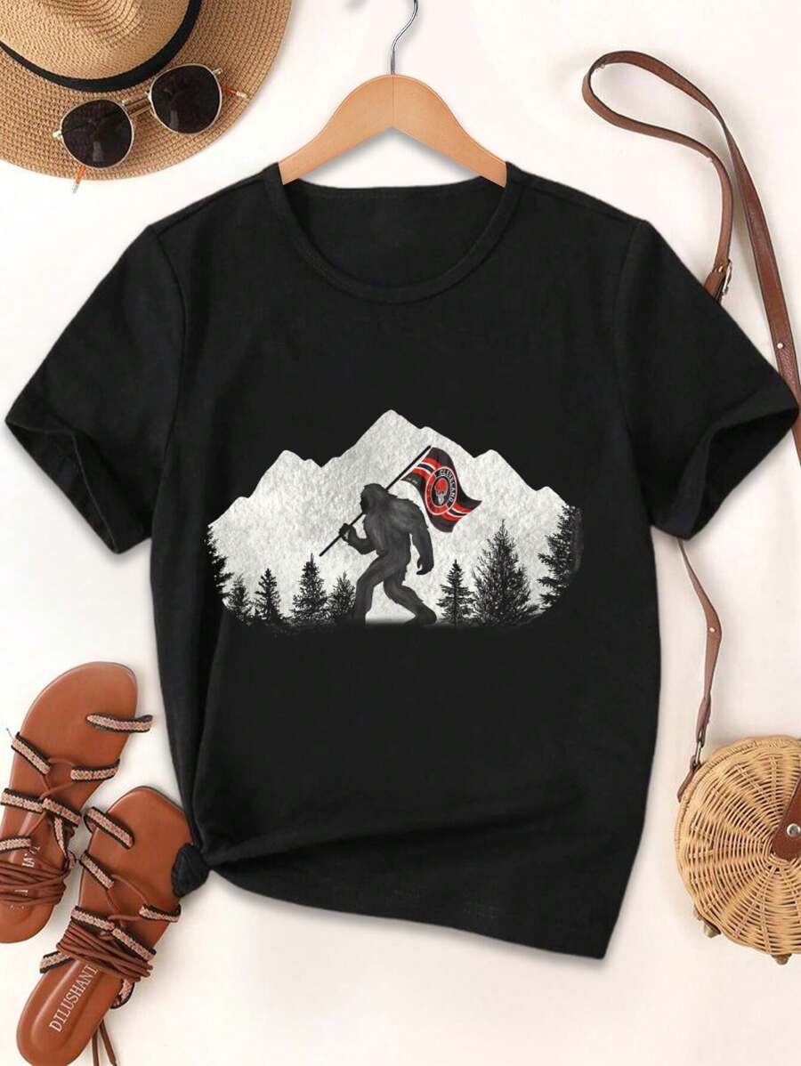 Valentine's Day Bigfoot T-Shirt - Funny Browns Fan Tee For Women