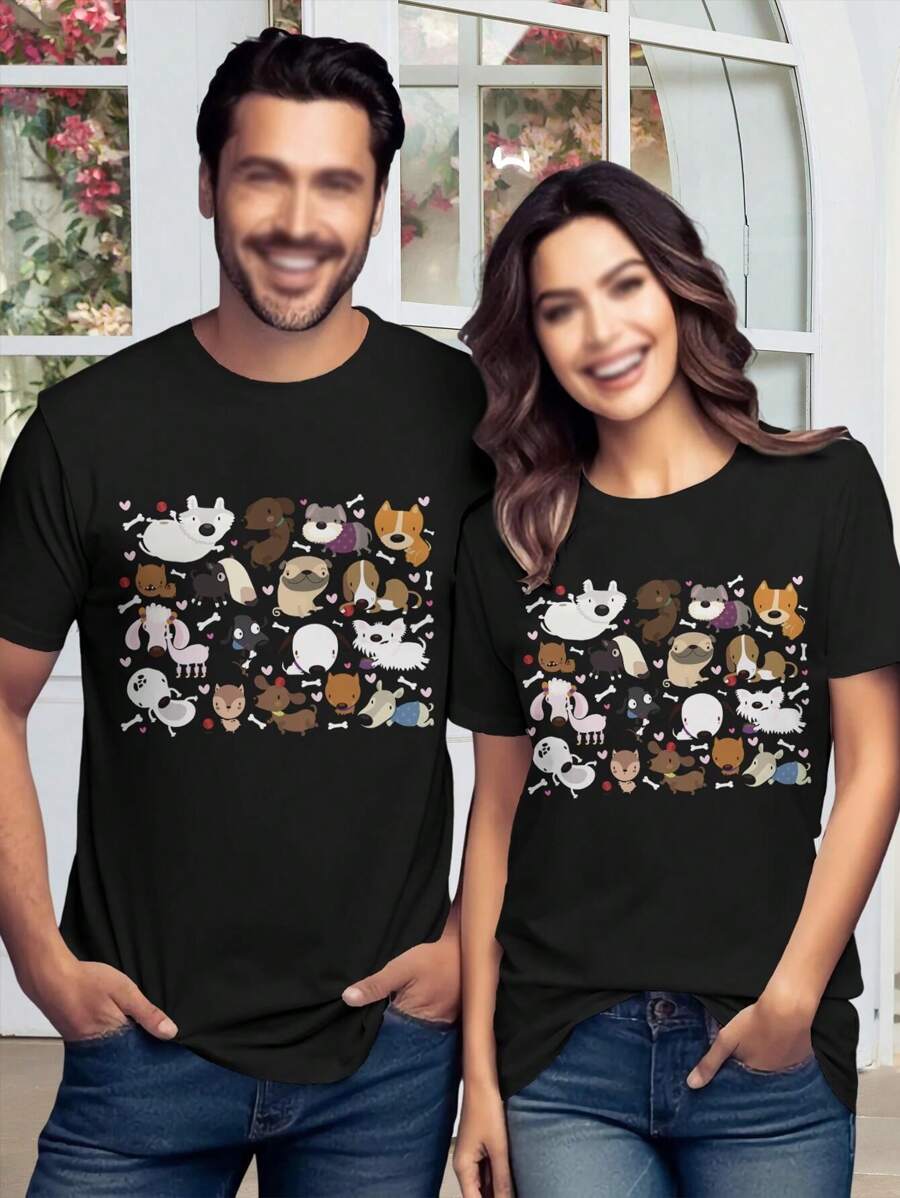 Valentine's Day Dog T-Shirts For Women Cute Puppy Love Tees Funny Dog Mom Shirts Valentine's Gift