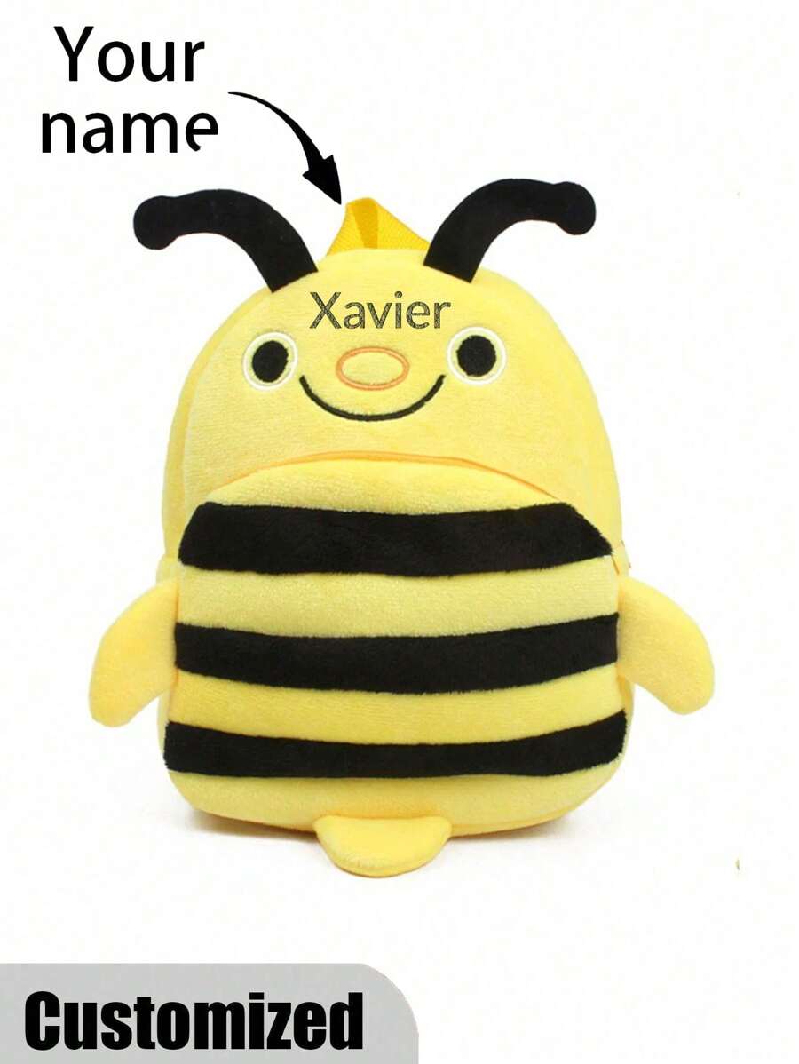 Custom Name Children Backpack, Cartoon Animal Backpack, Personalized Name School Bag, Cute Bee Children's Gift, Kindergarten School Bag, School Storage Bag, Stationery Storage Bag, Student Supplies, Kindergarten Supplies, Cartoon Backpack, Gift, Birthday Gift, Back To School Gift, New Year Gift, Boy Gift, Girl Gift