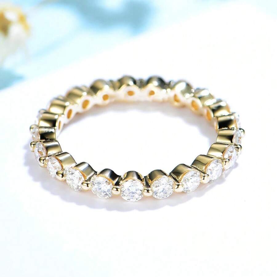 1pc S925 Sterling Silver Minimalist Diamond Embellished Fashion Personalized Ring, New Arrival European & American Style