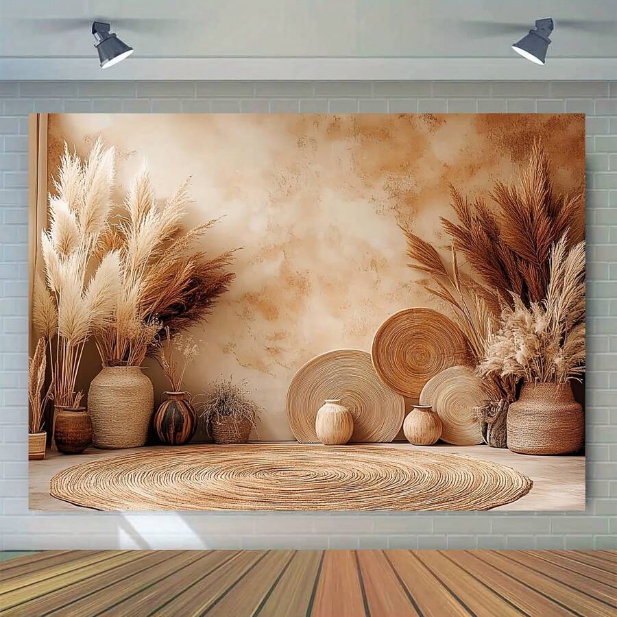 1pc Boho Style Photo Background Banner, Polyester Material, Multi-Size, Party Decoration Photo Background, Suitable For Home, Baptism And Party Decoration