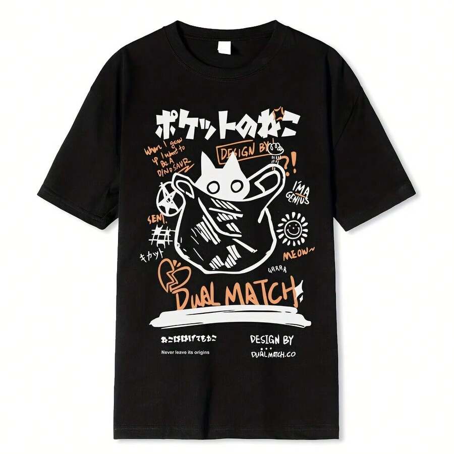 Fashion Hip Hop T-Shirt Women Streetwear Funny Cat Print Casual Short Sleeve