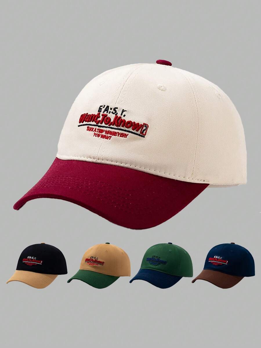 1 buc șapcă de baseball cu broderie cu litere colorate de epocă, șapcă cu coroană moale, reglabilă, snapback, versatilă pentru primăvară/vară