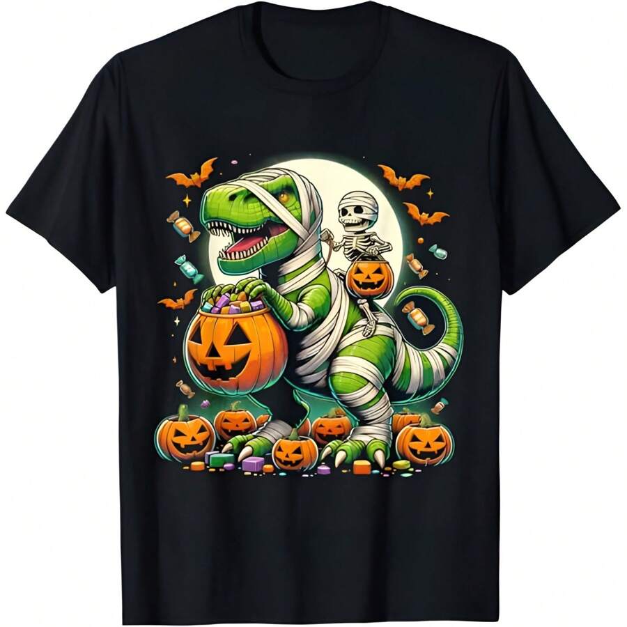 Halloween Funny T Rex Dinosaur Mummy Womens Trick Treat T-Shirt