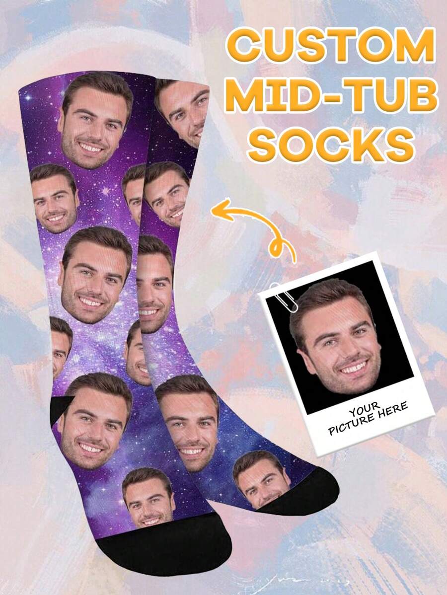 1 Pair Custom Face Socks, Custom Photo Sock, Custom Printed Socks, Personalized Funny Face Socks, Custom Picture Socks, Put Any Face On The Socks, Anniversary Gift, Valentine Gift, Birthday Gift Unique, Customized Treasure Finds, Winter Fashion, Christmas Gift, Personalized Gifts For Men/Women Ideal Gifts For Him Family, Grandparents, Children Living Room, Bedroom, For Graduation, For Winter, For Christmas, For Fall/Autumn, For Holiday
