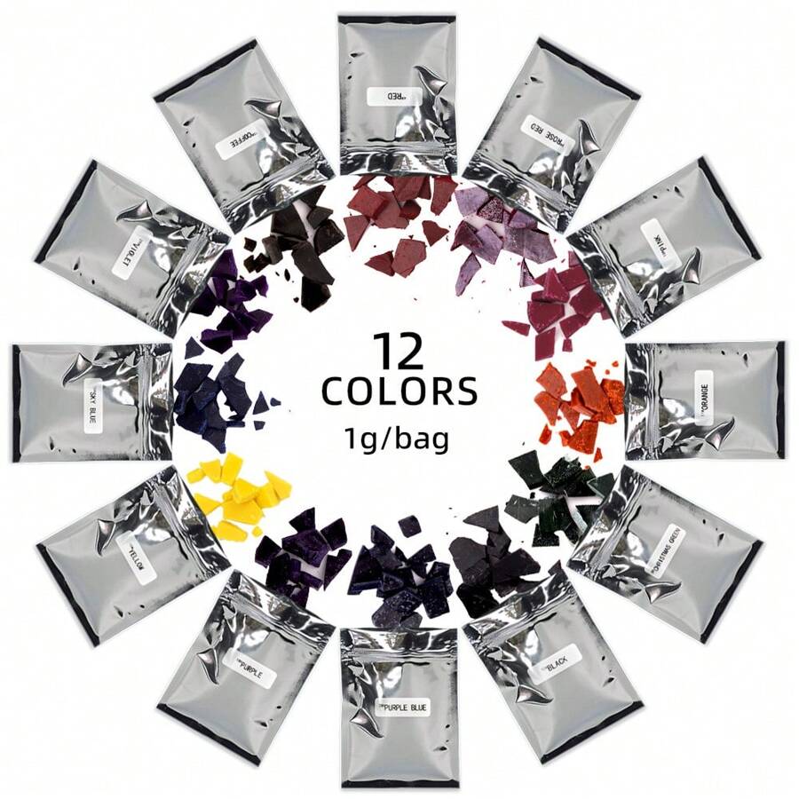 Kerzenfarbstoff für Sojaparaffin - 12 Farben (je 1g) Kerzenwachsfarbstoff für die Kerzenfertigung, Kerzenwachsfarbstoff (6er Set, 12er Set)