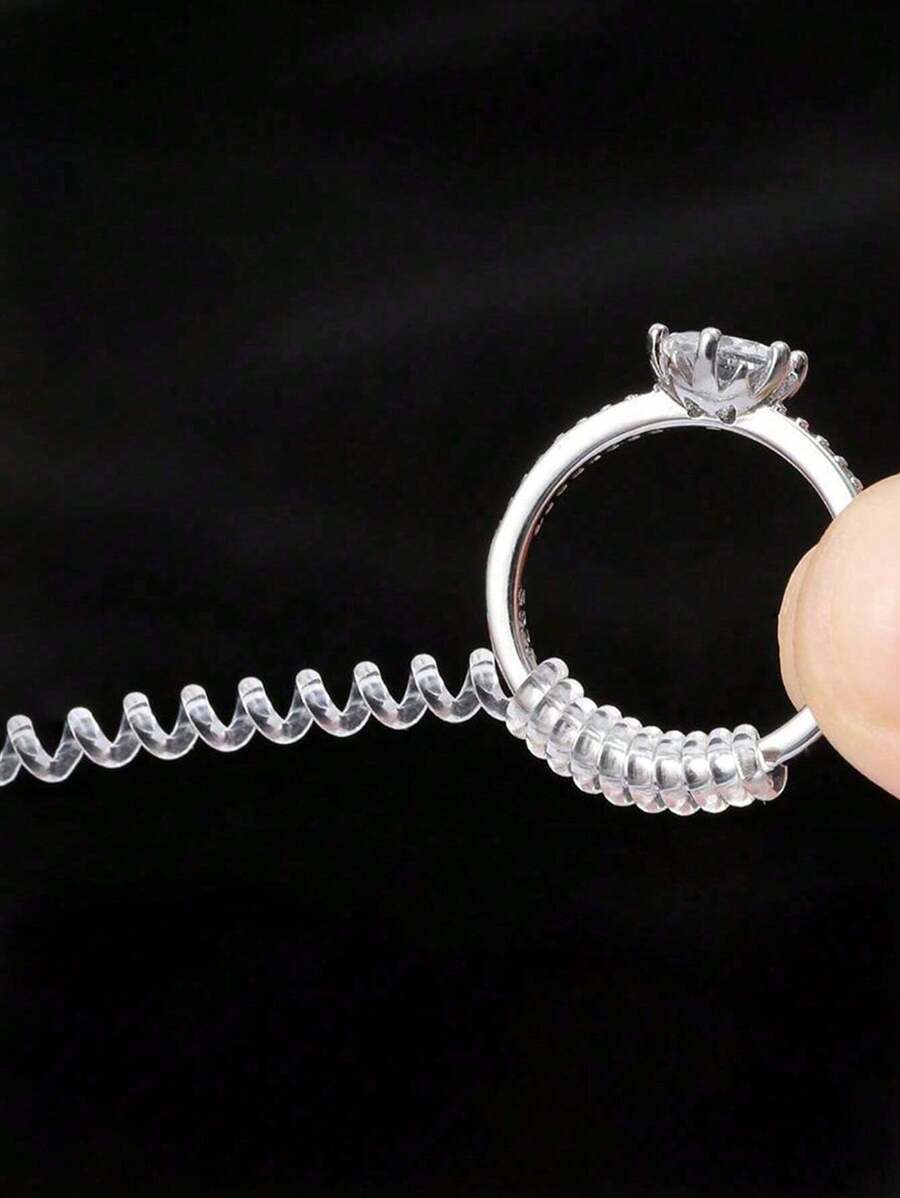 4pcs-4 Different Models Ring Size Adjuster, Transparent Plastic Spring Invisible Ring Adjuster, Suitable For Loose Rings, Firm And Comfortable Fit, Used To Make Jewelry Guards, Sizers, Assemblers Screw, Screw Silicone Fastener Set Best Gift, Perfect For Weddings And Outdoor Activities