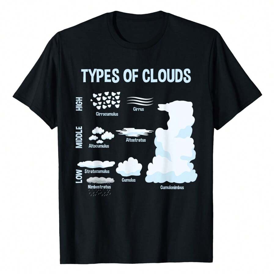 Women's Summer Short Sleeve Sports T-Shirt Types Of Clouds, Meteorology Weatherman Gift T-Shirt