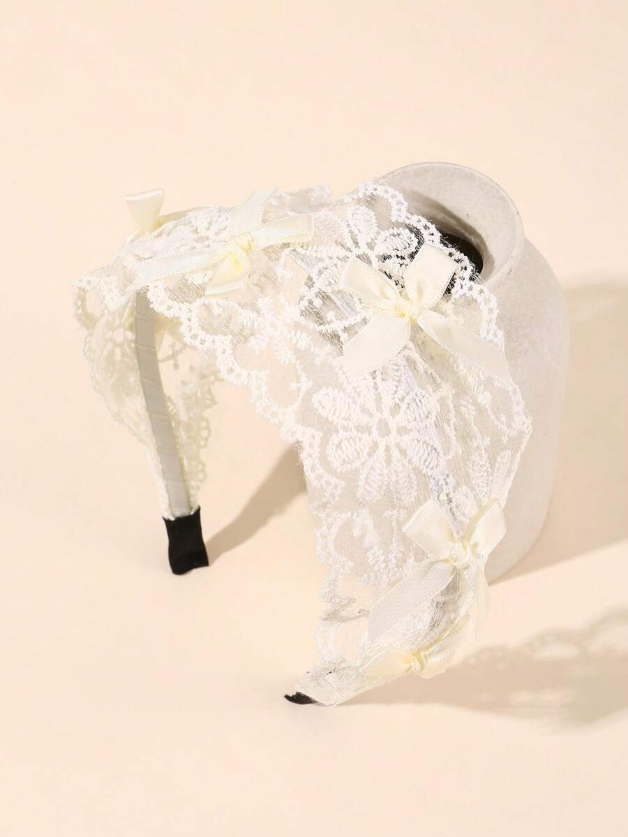 1 Stück Spitze Mesh Schleife, Schmetterling Imitation Perle Haarband für Frauen, süßer eleganter Stil geeignet für den Alltag, Festivals, Partys Haarreif Diadema
