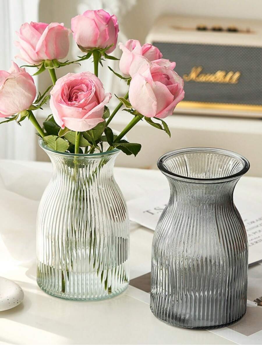 1 Piece Glass Vase, 7.48 Inches Tall, Modern Minimalist Design, Home Decor, Centerpiece For Wedding Tables, Suitable For Wedding, Christmas, Halloween, Valentine's Day Gifts Birthday Graduation