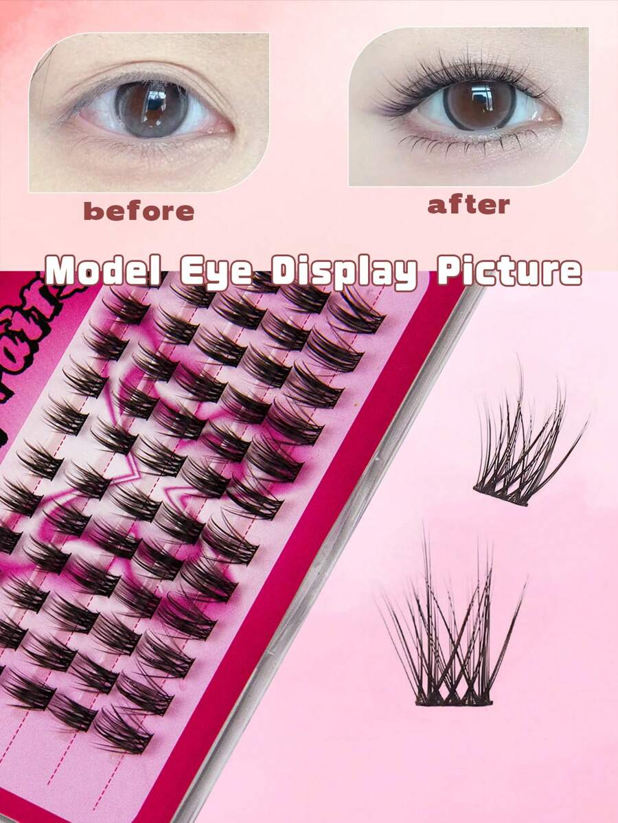 Fashion Cross-Border Export L02 Natural Volumizing 60 Strands Hot Melt Floral Segmented 5-Strand 0.07 11-16mm Black Eyelashes