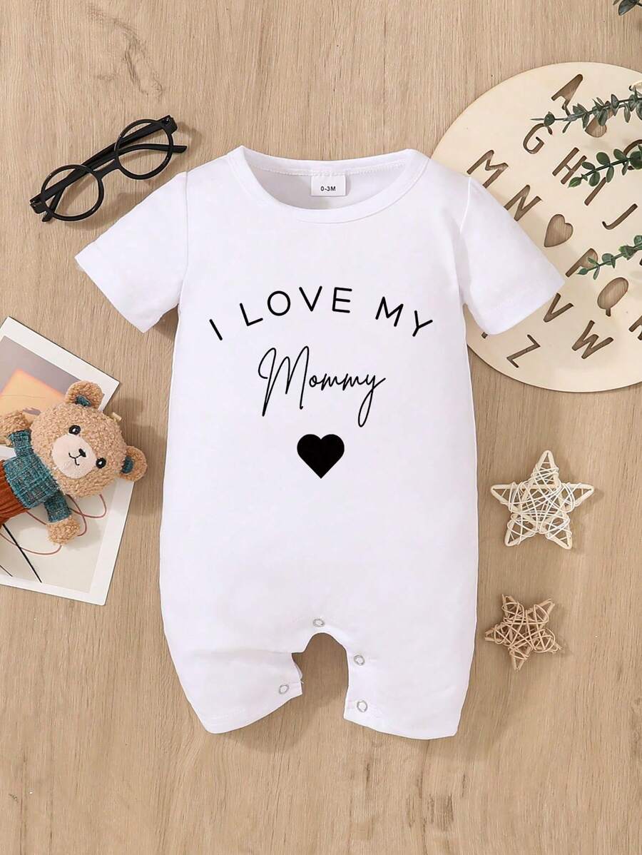 I Love My Mom - Mother's Day Cute Personalized Short Sleeve Jumpsuit For Newborn Baby Boys And Girls