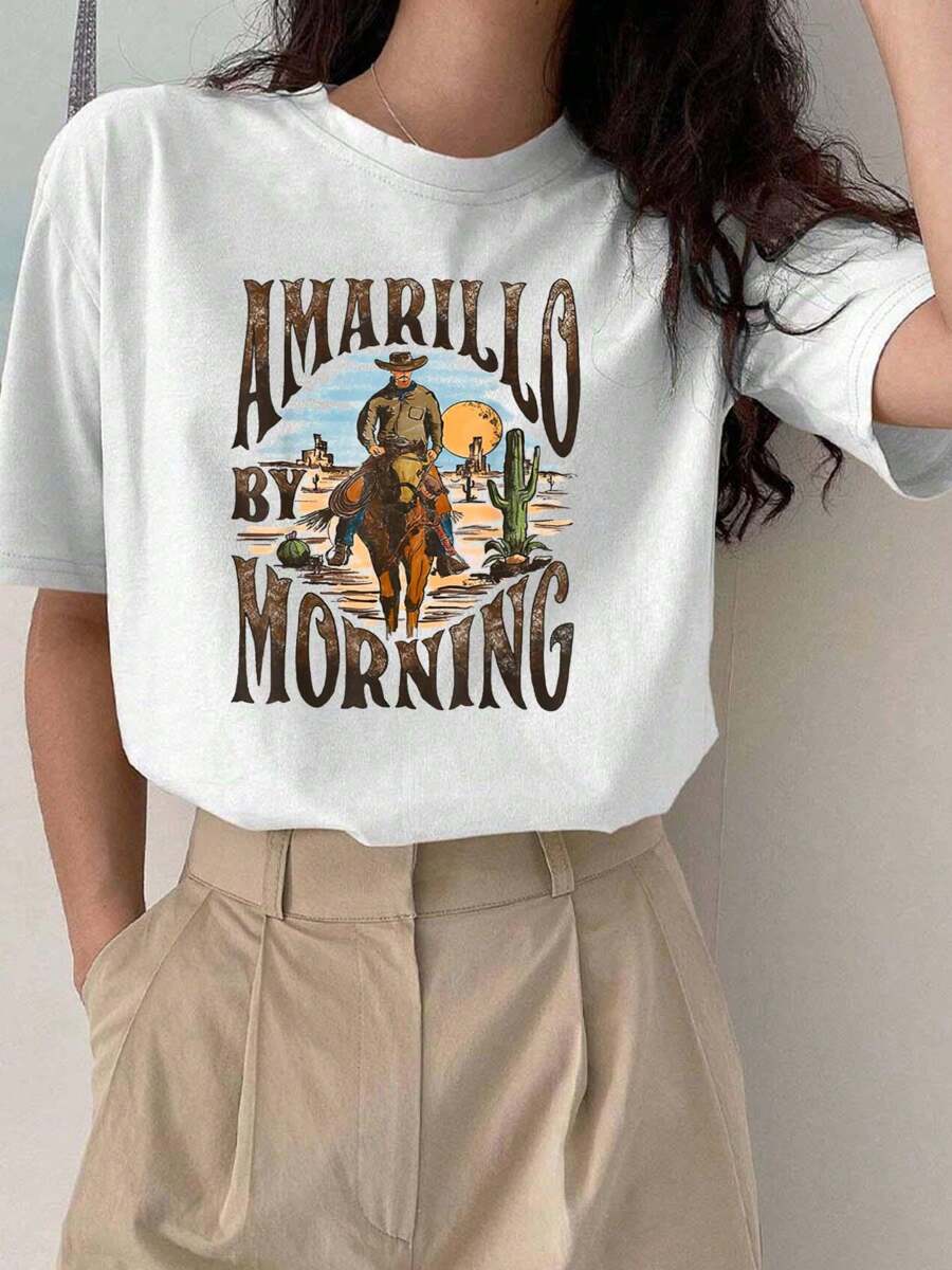 Western Cowboy Shirt Amarillo By Morning, Country Music T-Shirt
