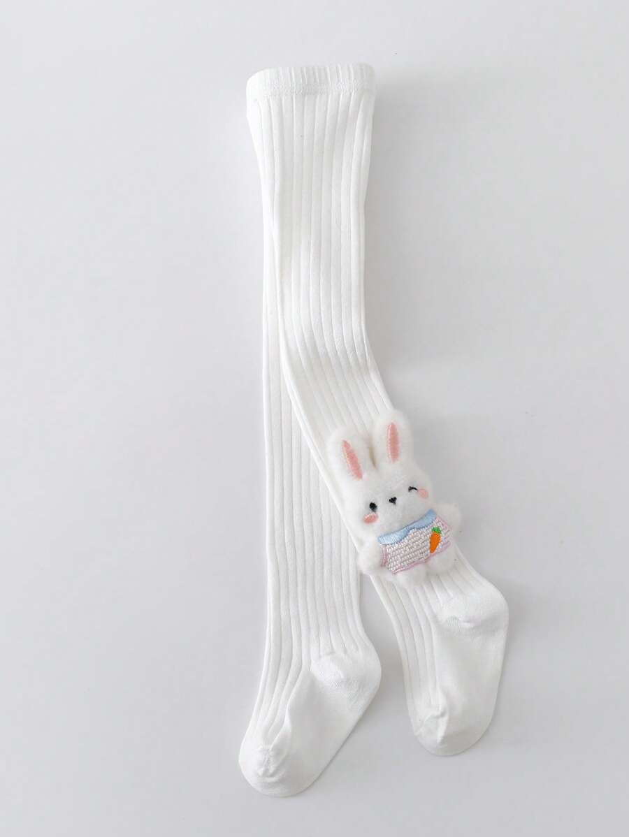 1pc Girls Cartoon Rabbit Pattern Ankle Length Tights, Thin Fitted Pantyhose For Babies & Kids, Spring/Autumn