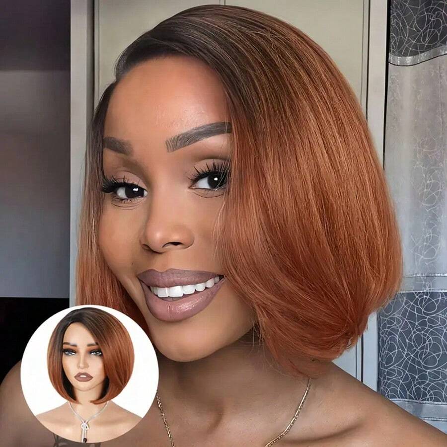 DUOZIMEI Short Wigs Side Part Layered Bob Wig Mixed Grey Synthetic Hair Short Yaki Straight Bob Wigs For Women Pixie Cut Wig Short Black Mixed Gray Straight Pixie Wigs For Daily Life Or Cosplay Use Black/Brown/Grey Color