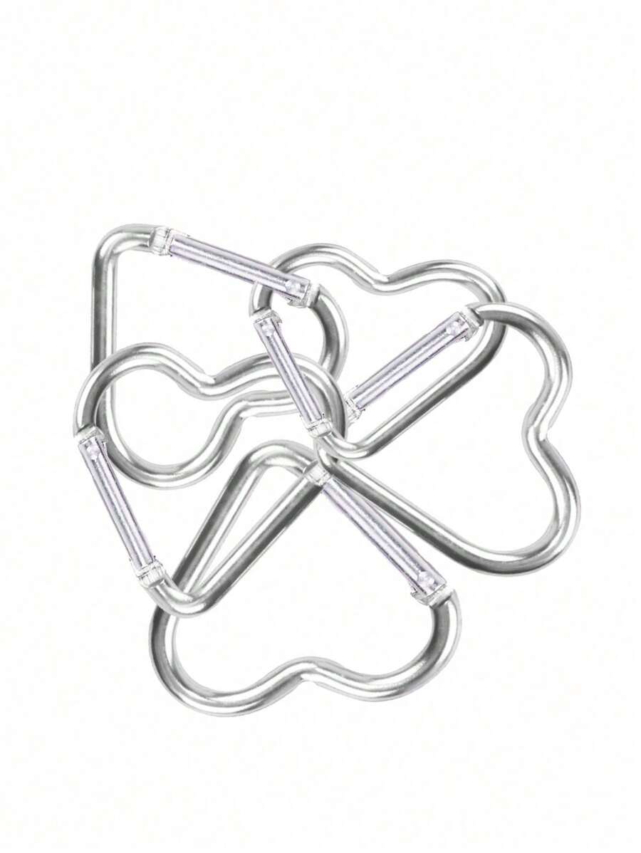 Mosquetón de aleación de aluminio con forma de corazón de primavera de plata para uso de hombres y mujeres, para escalada al aire libre, mochilas y artículos esenciales de viaje de uso diario