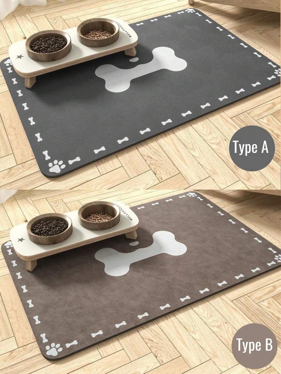 1 pièce de tapis d'alimentation pour chat/chien, tapis absorbant et antidérapant imperméable, facile à nettoyer, prévient les déversements et les salissures de nourriture