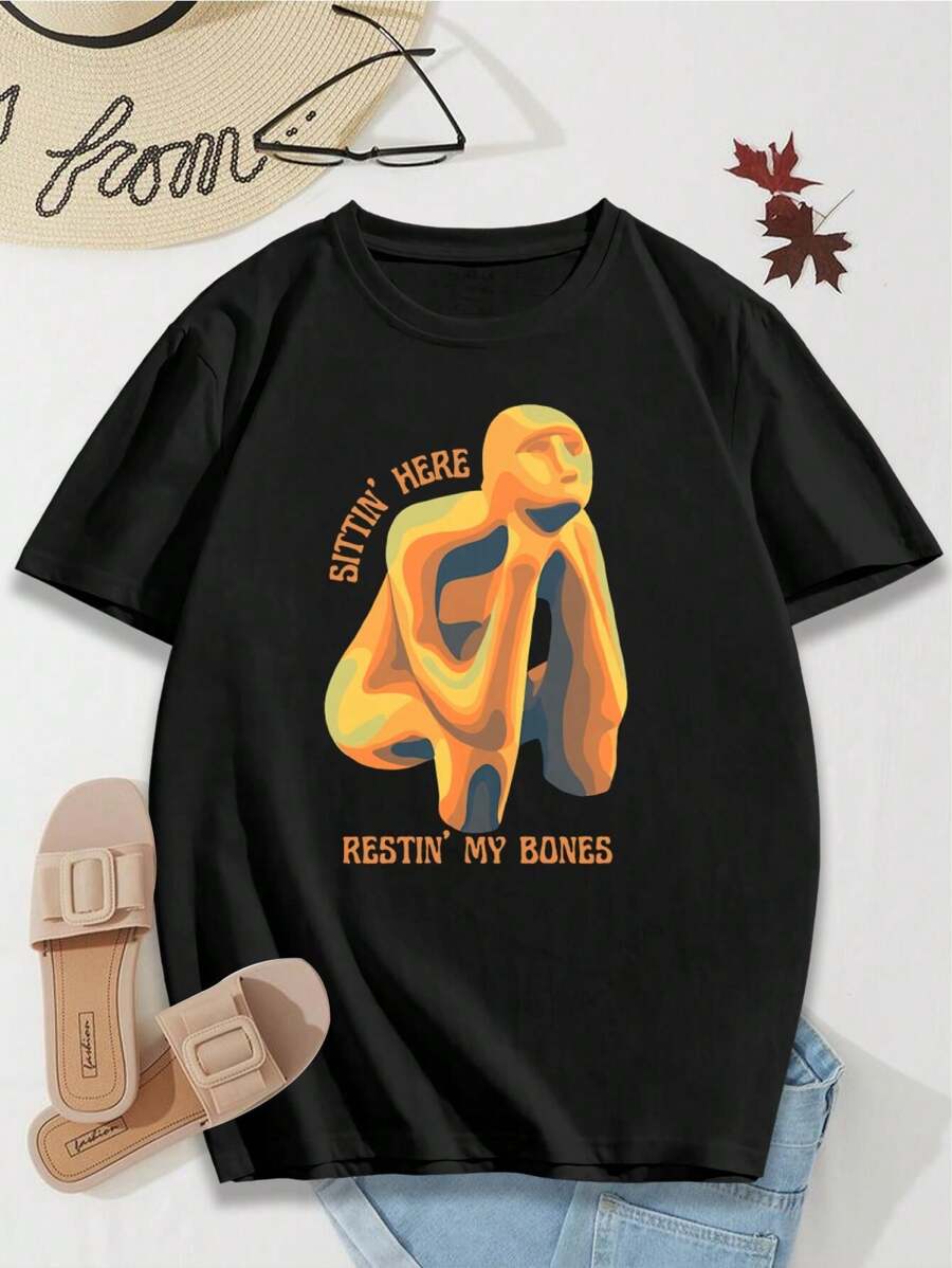 Lovers' T-Shirts Sittin' Here Restin' My Bones - Women's Comfort Tees Couple Shirts Matching Shirts