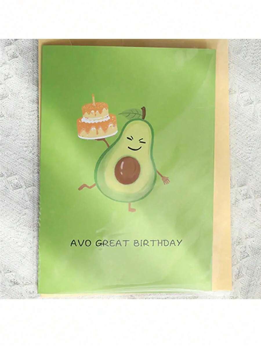 1pc 3D Pop-Up Birthday Card - Cute Avocado Greeting Card For Party, Valentine's Day, Mother's Day, Father's Day