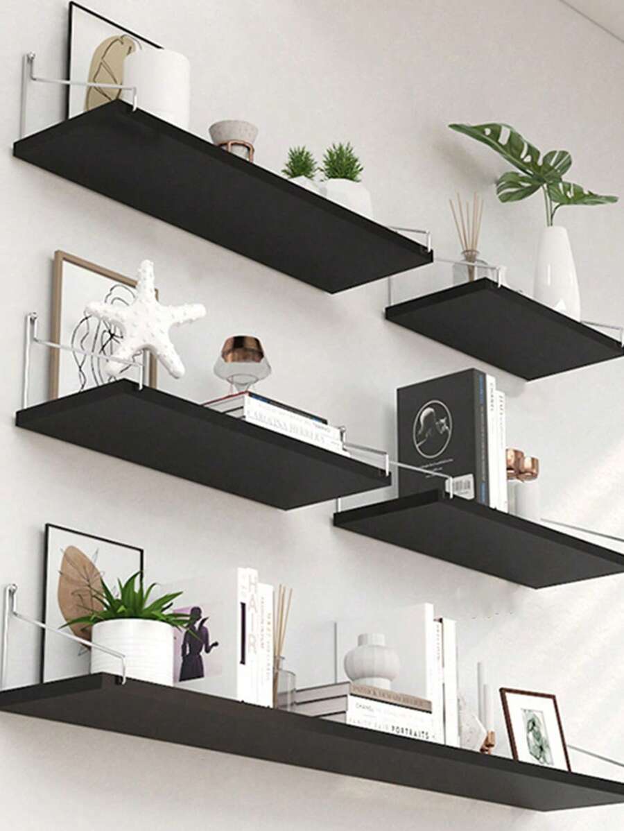 1pc Wall Shelf Rack Hanging Storage Unit No-Drill, Wooden Wall Mount Display Shelves, Bedroom Kitchen Organizer Room Decor