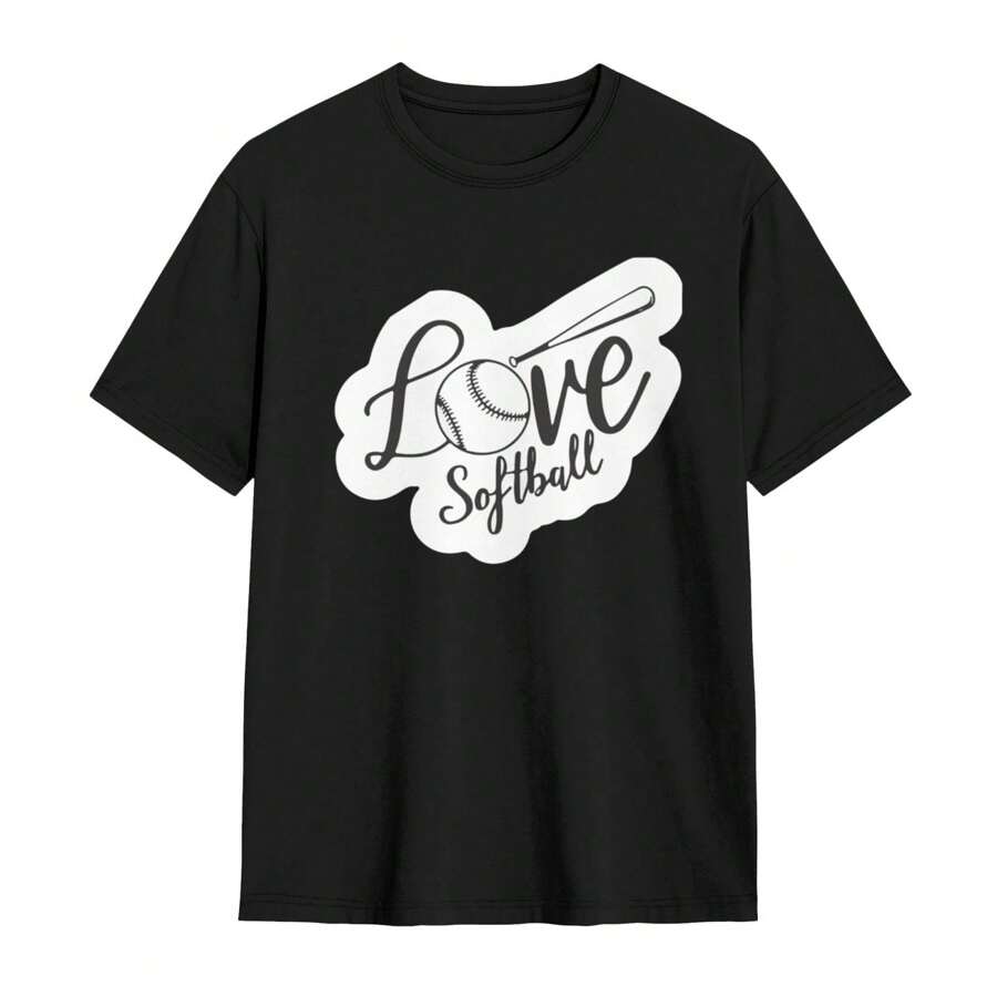 Love Softball Women's Cotton T Shirt Oversized Graphic Tee Short Sleeve Loose Shirt Casual Plus Size Top