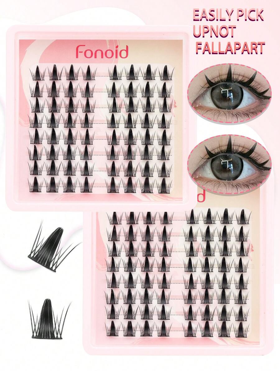 64 pièces Faux cils individuels personnels en manga, bouclés en C, naturels et doux, réutilisables, en grappe. Faciles à porter, à coller et à appliquer pour les débutants. Faux cils essentiels pour le maquillage