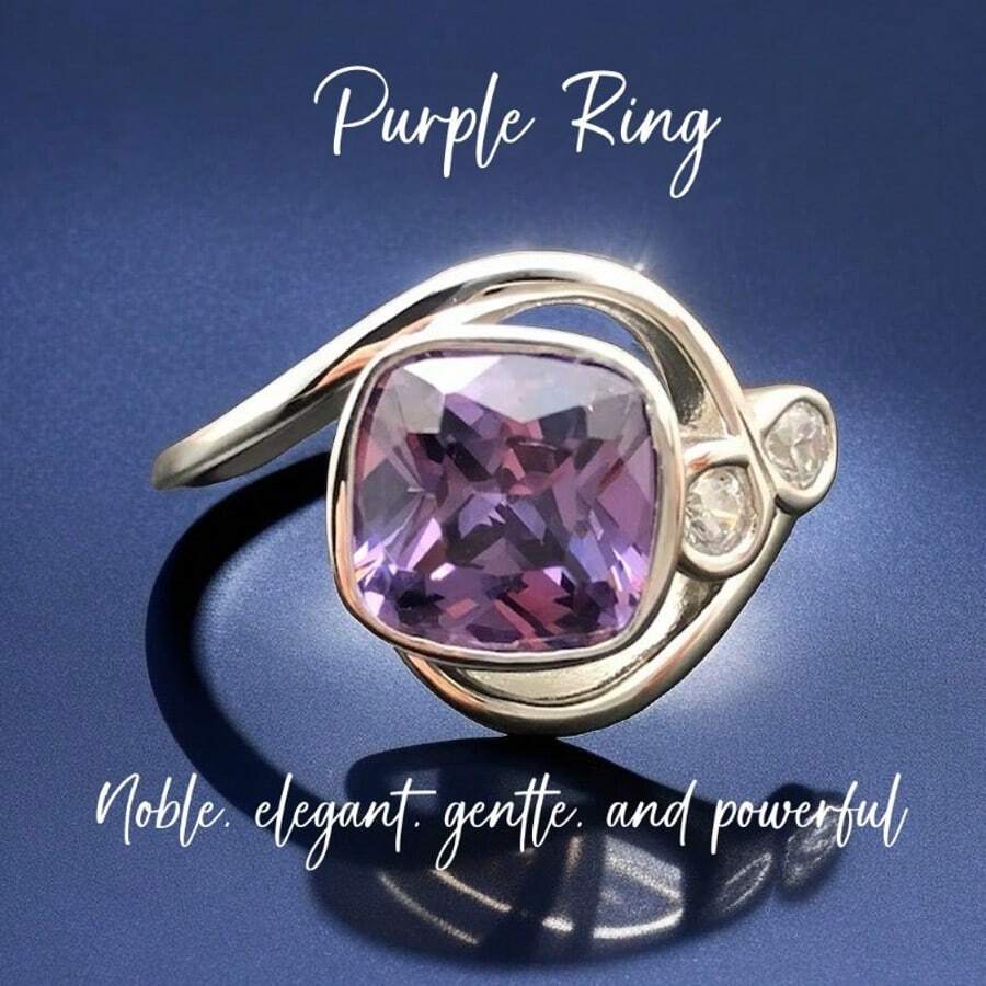 1 pieza Anillo cuadrado enjoyado con circonita, de diseño único para uso diario casual, ceremonias, fiestas, cumpleaños, regalos de aniversario de boda