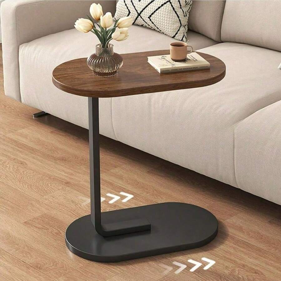 Beistelltisch, C-Form, mobiler Kaffeetisch, Laptoptisch, Sofatisch, Computer-Beistelltisch, 45 x 30 x 60 cm, Walnuss, für Wohnzimmer, Schlafzimmer